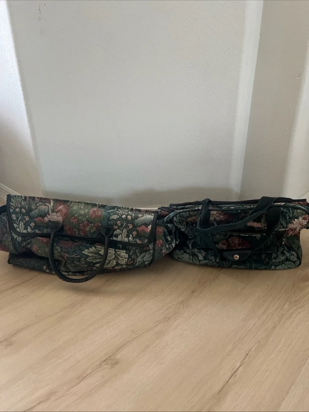 Vintage Atlantic Floral Tapestry Overnight Travel Duffel Bag Weekender Set Of 2